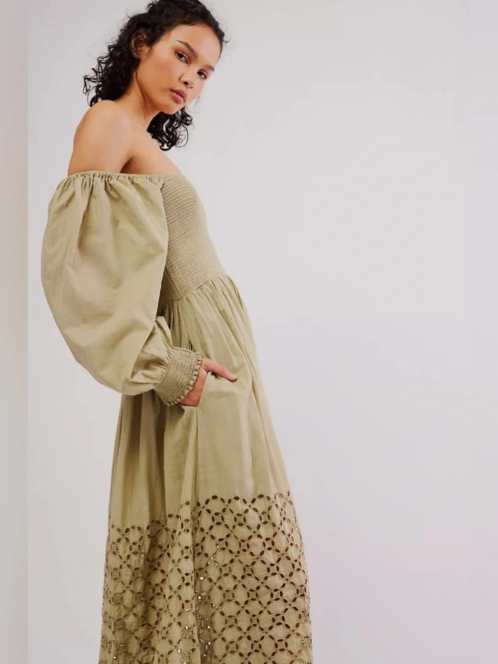 Free People Perfect Storm Midi Dress in Green - M - Picture 2 of 7